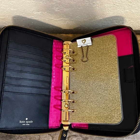 Kate Spade ♠️ Wessley Black Textured Wallet Organizer Planner - Picture 5 of 9